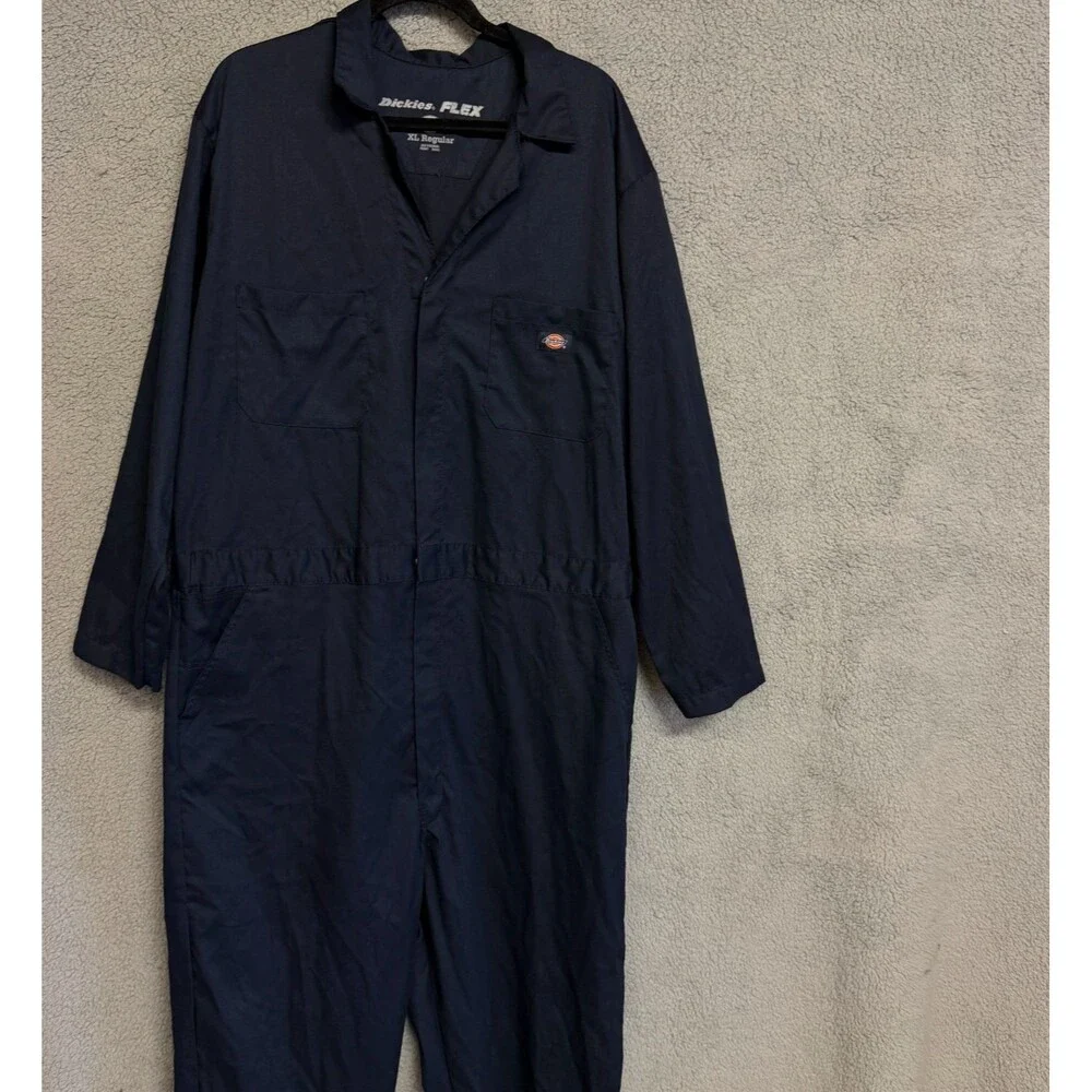 DICKIES Flex Overalls Mens XL Reg Blue Short Sleeve Workwear Industrial Utility
